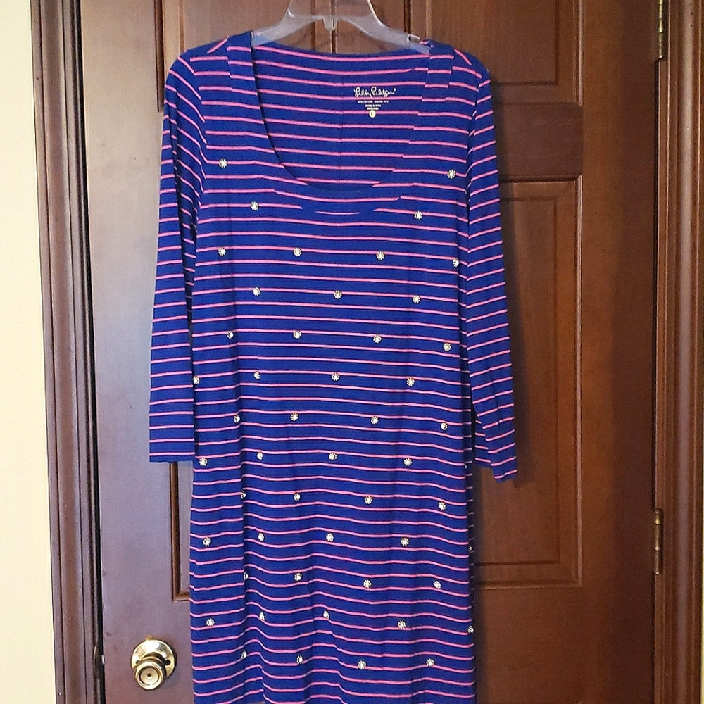 Lilly Pulitzer Navy and Pink scooped neck dress